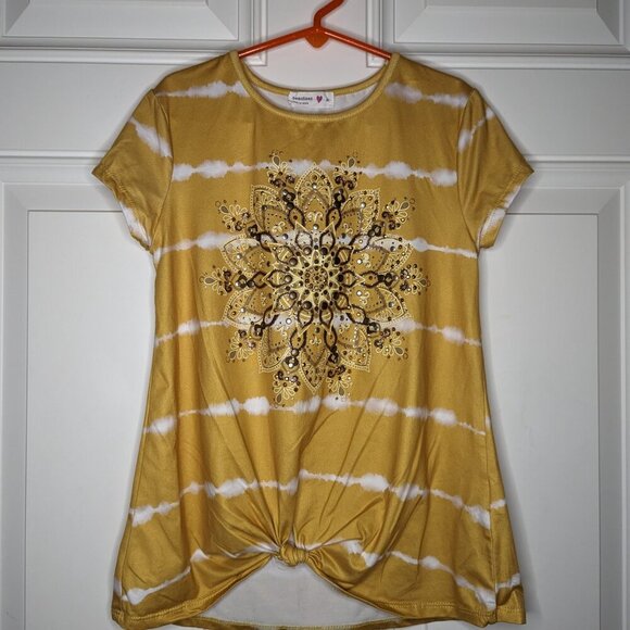 Girls Size Medium Lot Of 4 Short Sleeve Sleeveless Tops Blue Yellow Orange - Picture 8 of 9